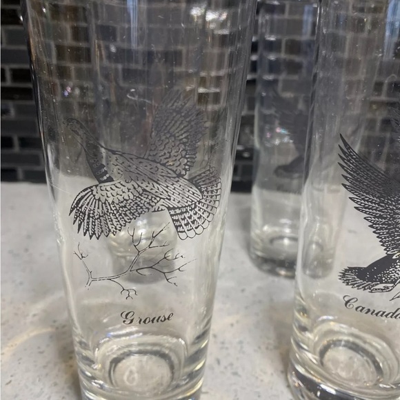 VINTAGE Set of 6 Federal Glass Game Fowl Glasses - Silver Rim MCM Exc. - Picture 4 of 7